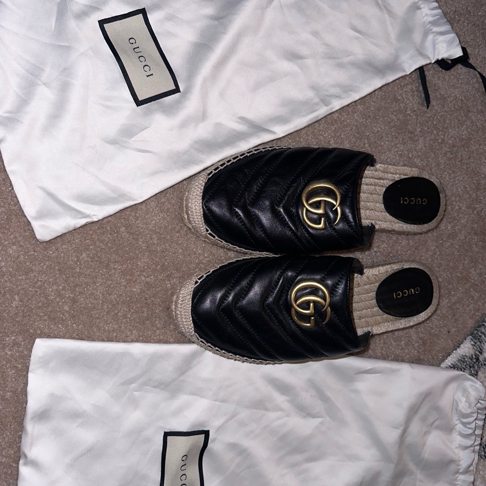 Gucci Women's Double G Leather Espadrille size 8 US/38 EUR